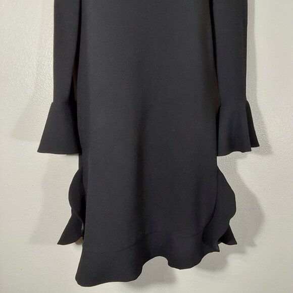 NWOT! Jill Stuart Kendra Shift Dress 100% Virgin Wool Bell Sleeve Ruffle Hem - 4 - Picture 3 of 11